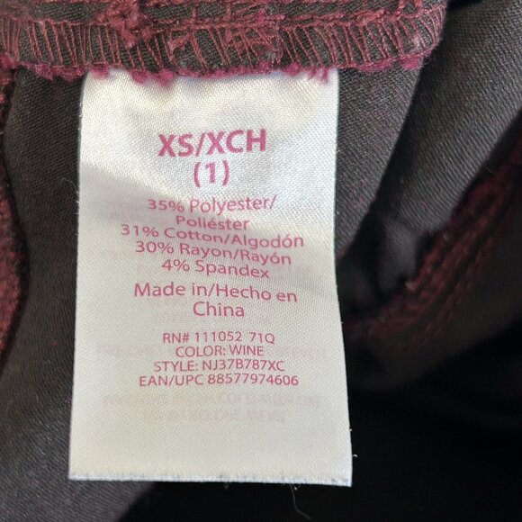 NO BOUNDARIES Skinny Pants XS/XCH(1) Wine Stretch Pull-On Low Rise - Picture 4 of 11